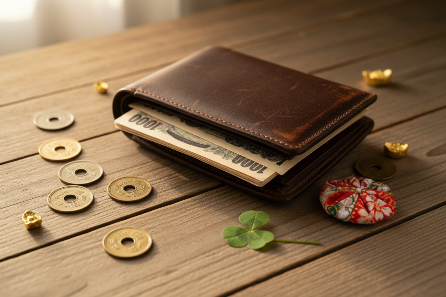 金運と財布のイメージ。