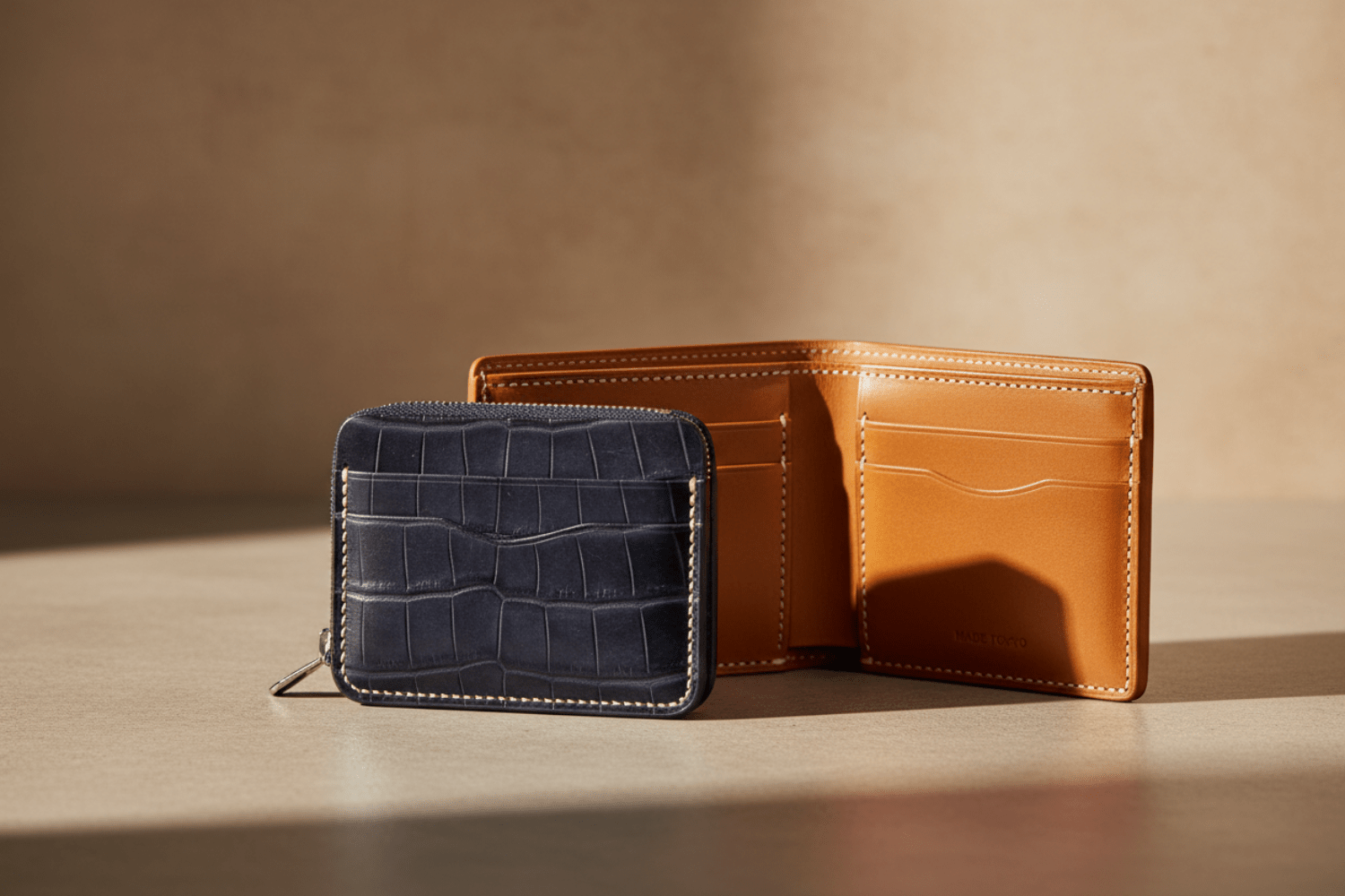 ミニ財布と二つ折り財布。