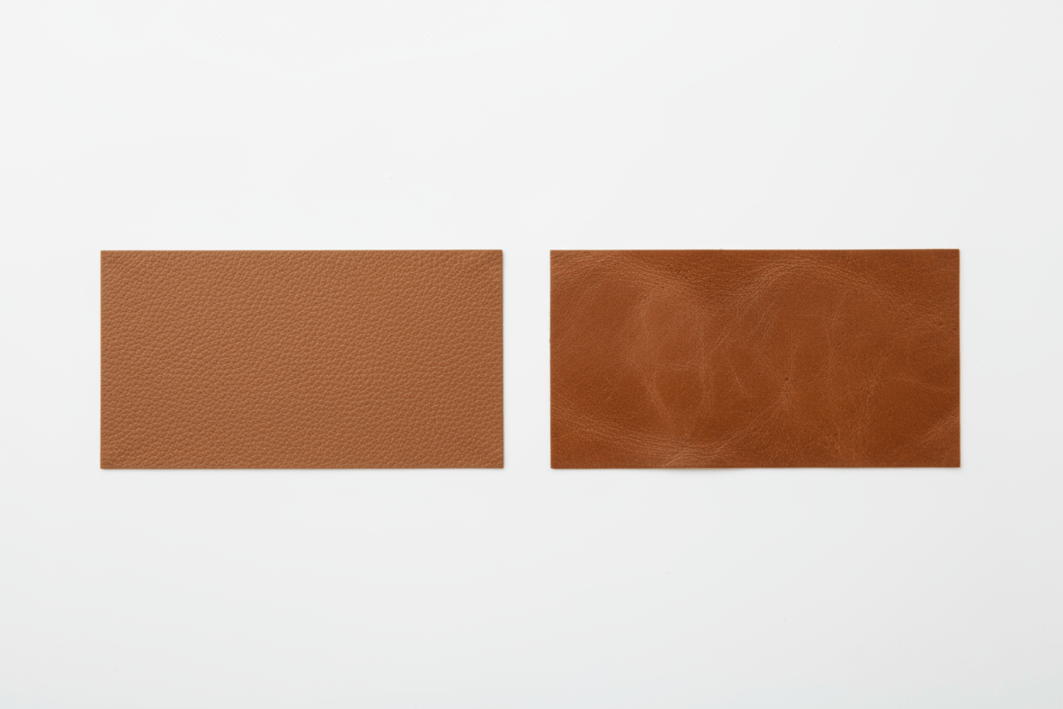 合皮と牛革の比較（ブラウン）。