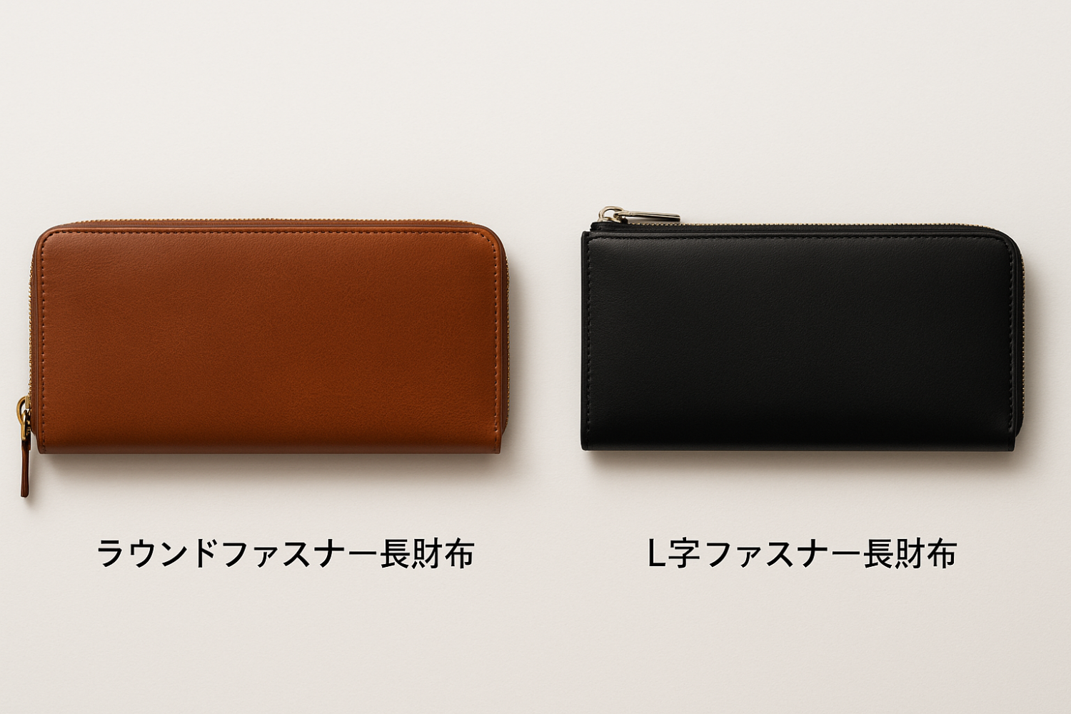 ラウンドファスナー長財布とL字ファスナー長財布の比較